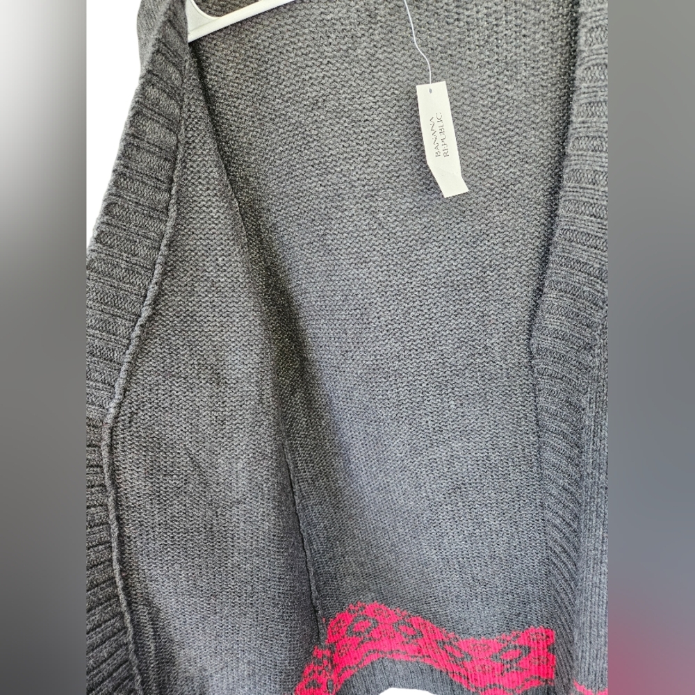 Banana Republic Gray Cardigan with Pink Accents - Picture 4 of 4